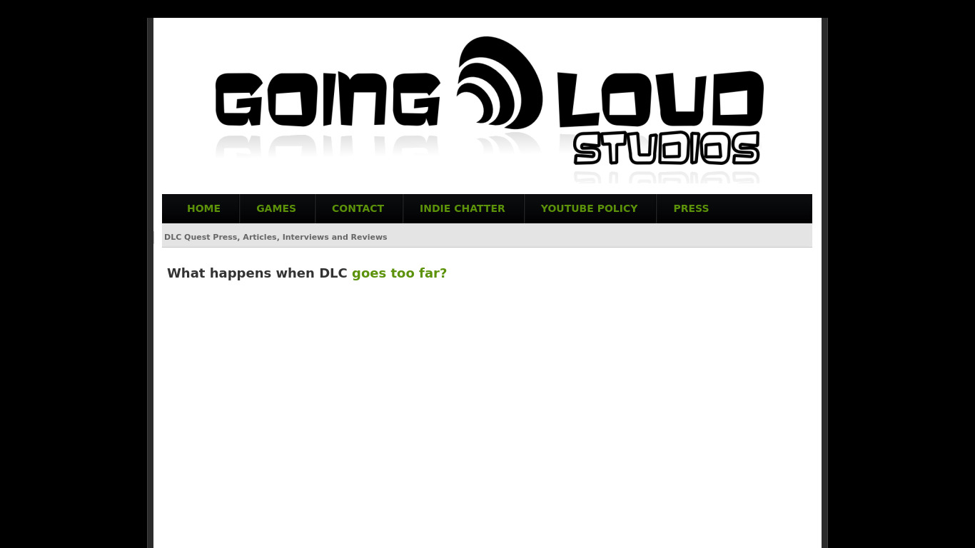 goingloudstudios.com DLC Quest Landing page