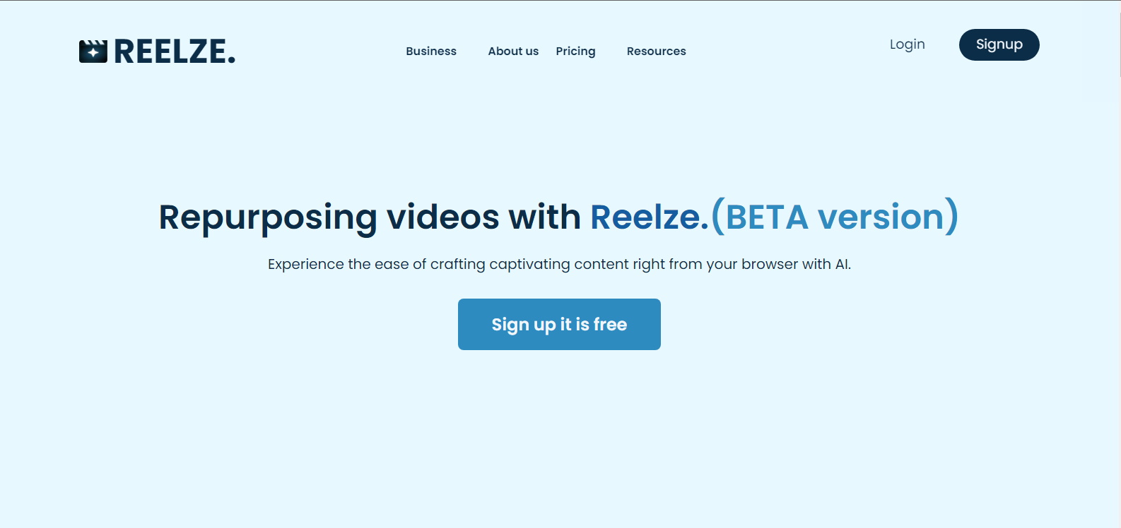 Reelze App Home page
