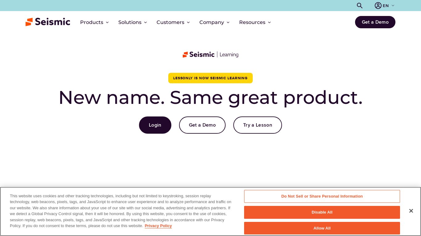 Seismic Learning Landing page