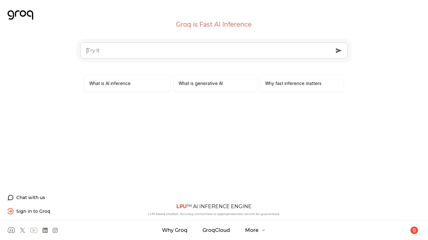 Groq Chat Landing page