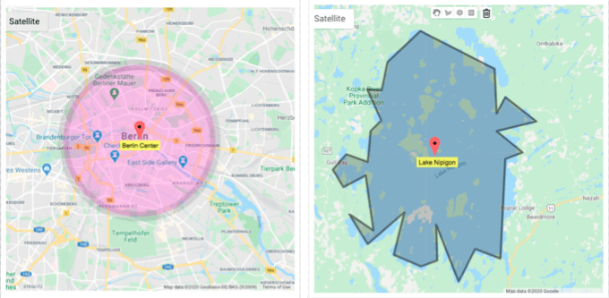 Creative Minds WordPress Multi Location Map Create shapes of any colors with polygons