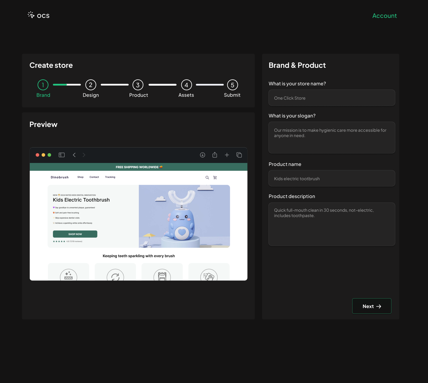 One Click Store App 