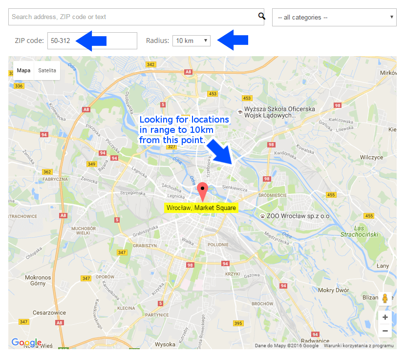 Creative Minds WordPress Multi Location Map Search by ZIP In Specified Radius