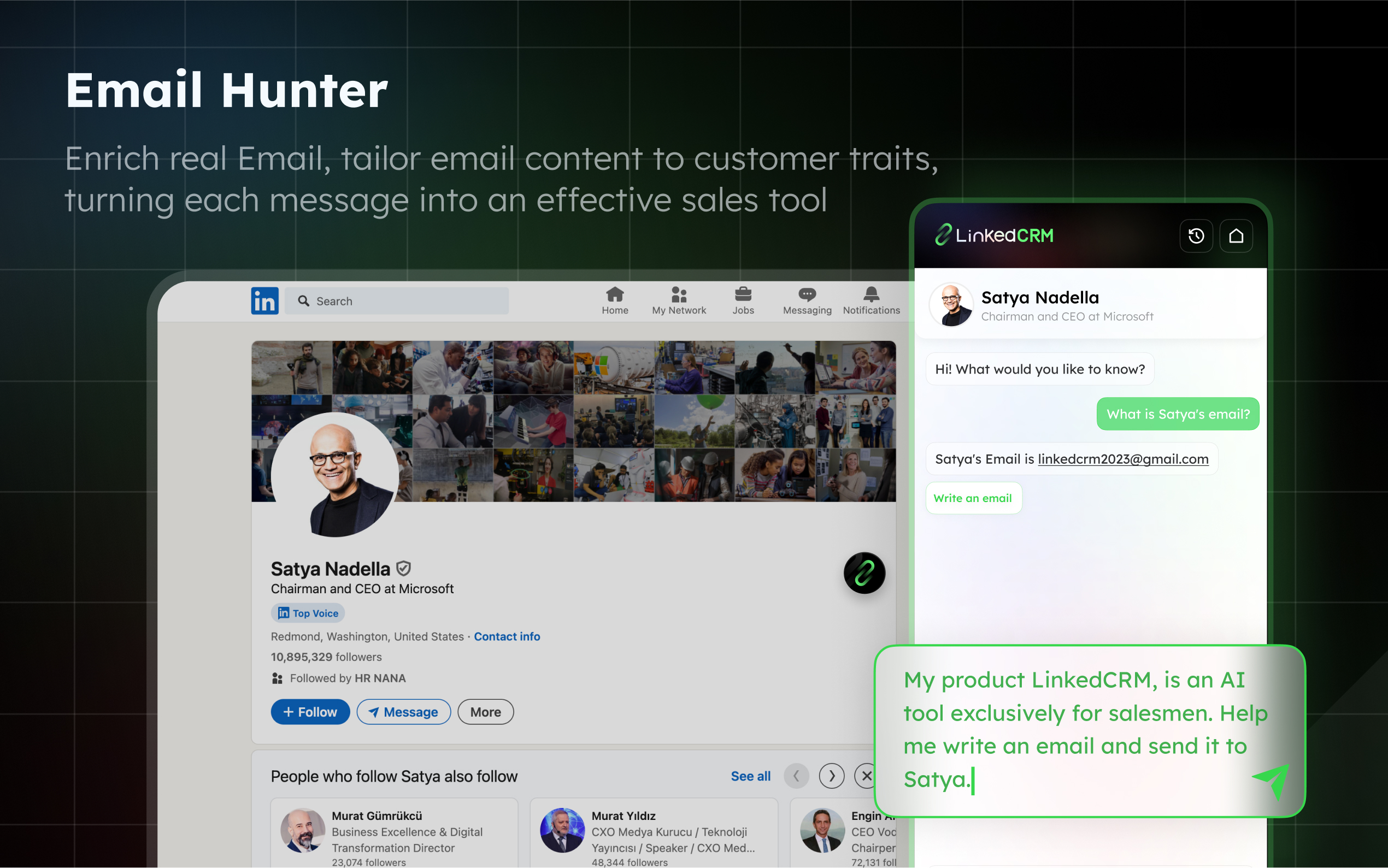 LinkedCRM AI Email Hunter, Targeted Engagement