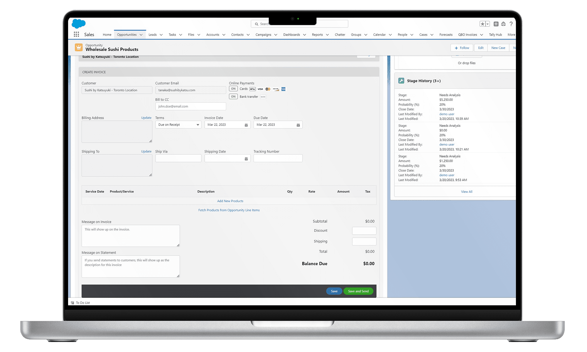 Tally Invoicing From An Opportunity