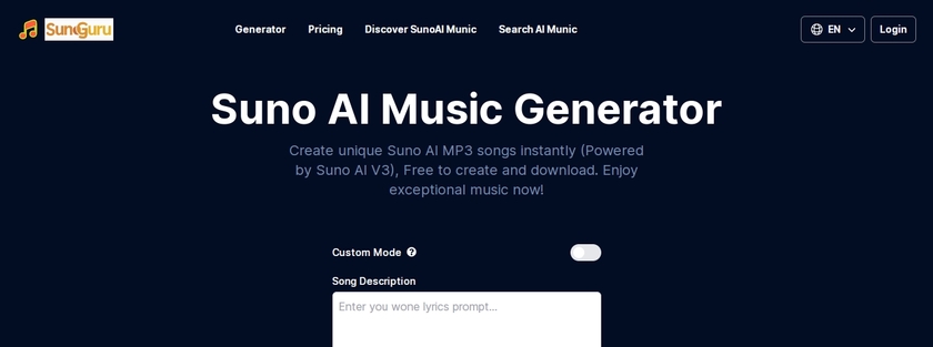 SunoAI.guru Landing Page