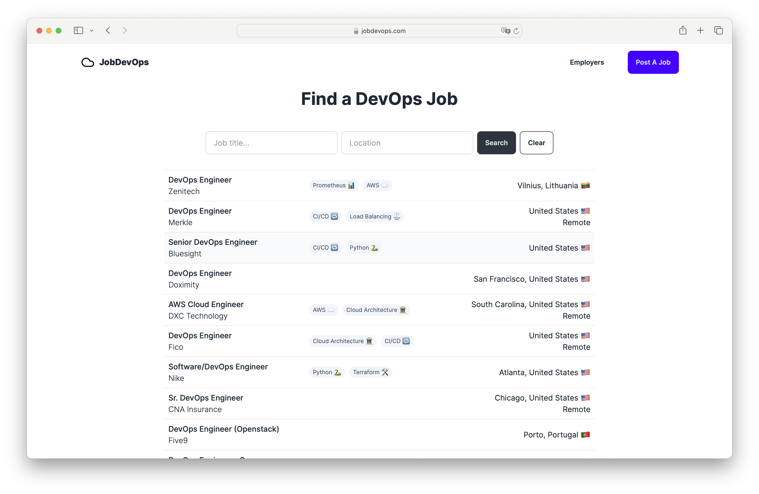 JobDevOps Home page