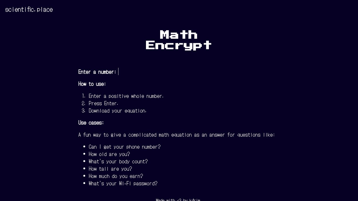 Math Encrypt Landing page
