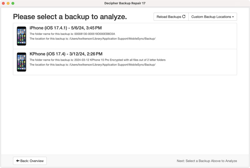 Decipher Backup Repair Landing Page