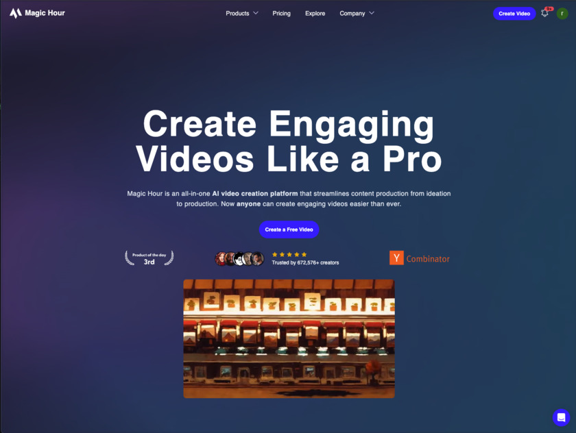 Magic Hour AI Landing Page