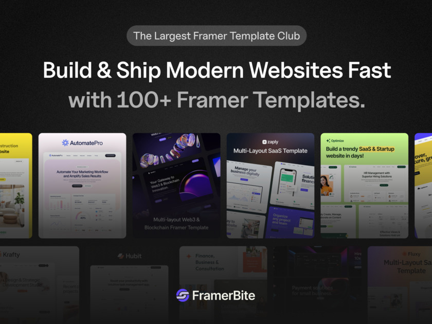 FramerBite FramerBite offers 100+ free & premium Framer templates.