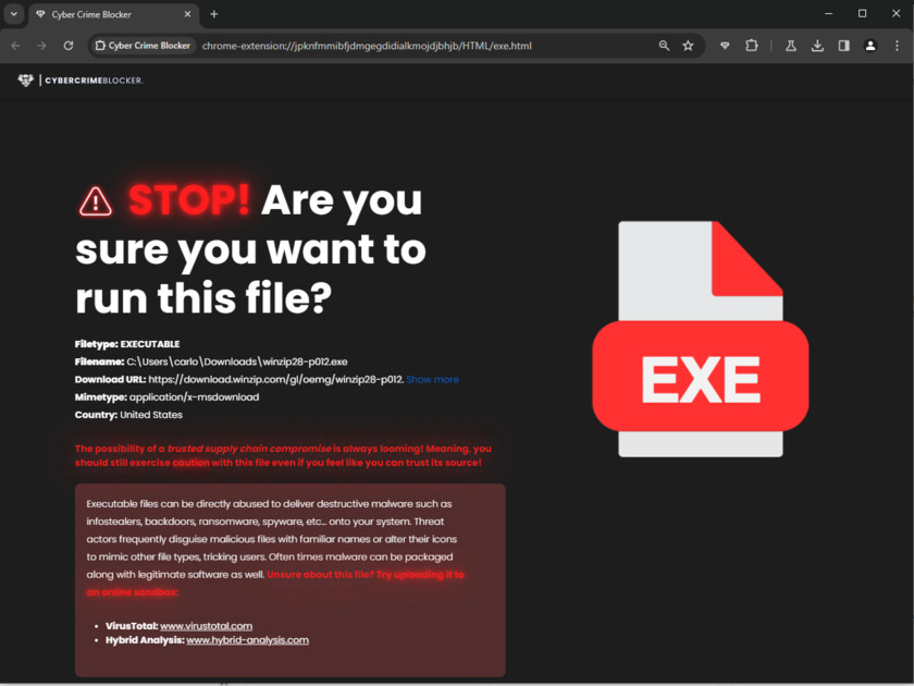 Cyber Crime Blocker Landing Page