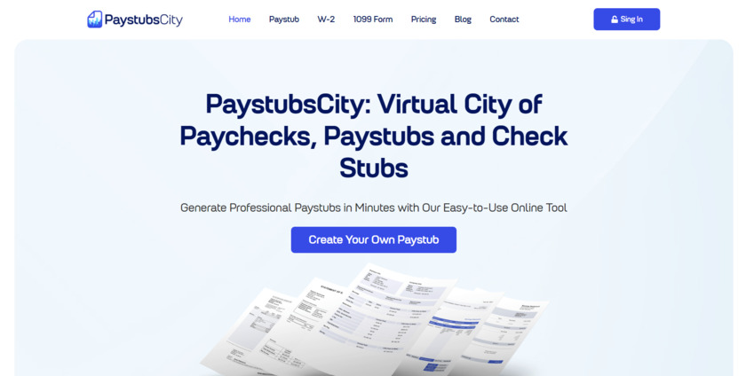 PaystubsCity Landing Page