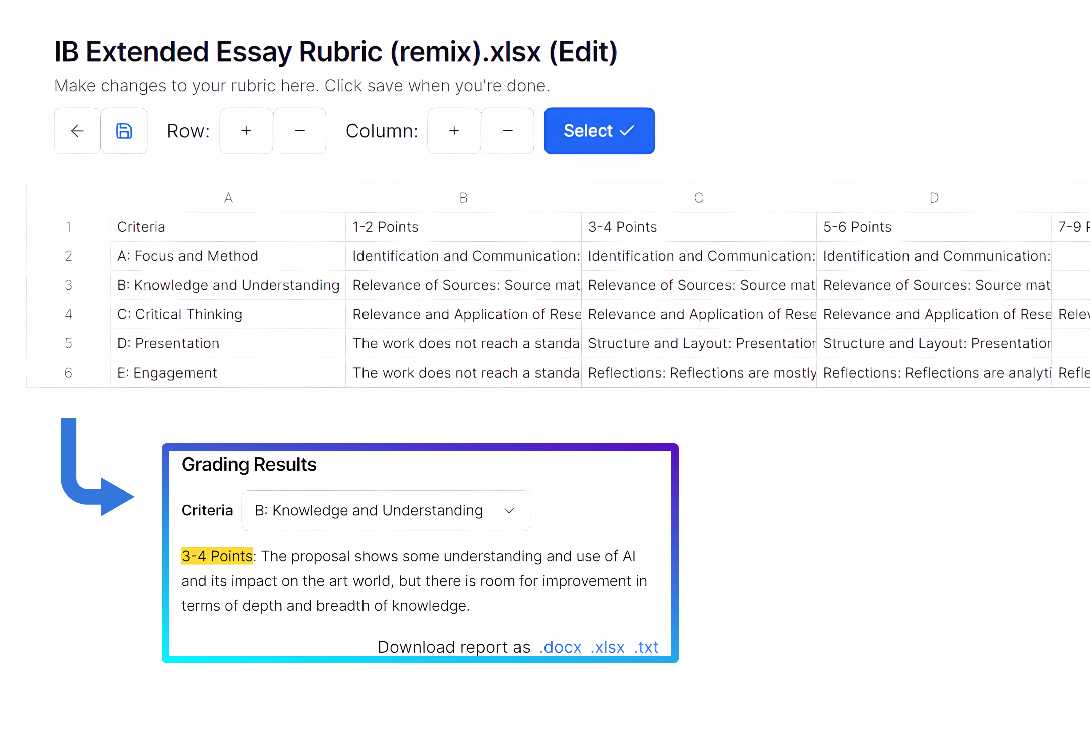 RubricPro AI Teacher example