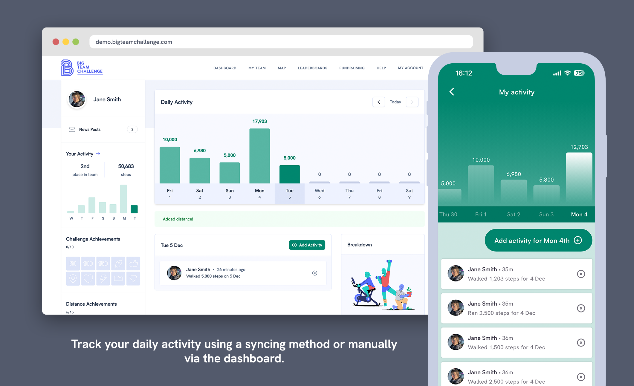 Big Team Challenge Users sycning or manually adding activities