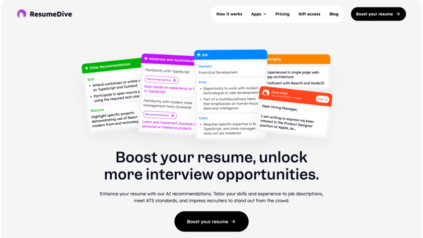 ResumeDive ResumeDive Landing Page