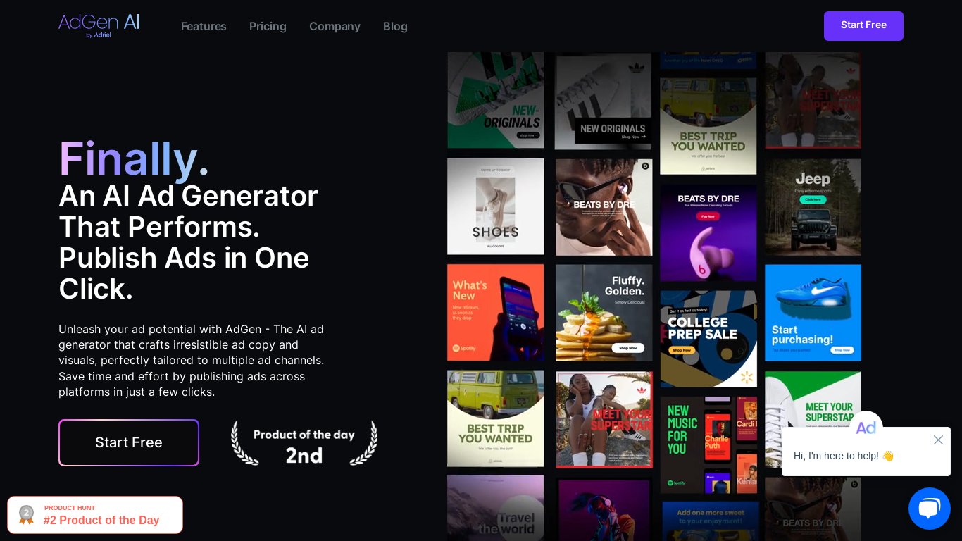 AdGen AI Landing page