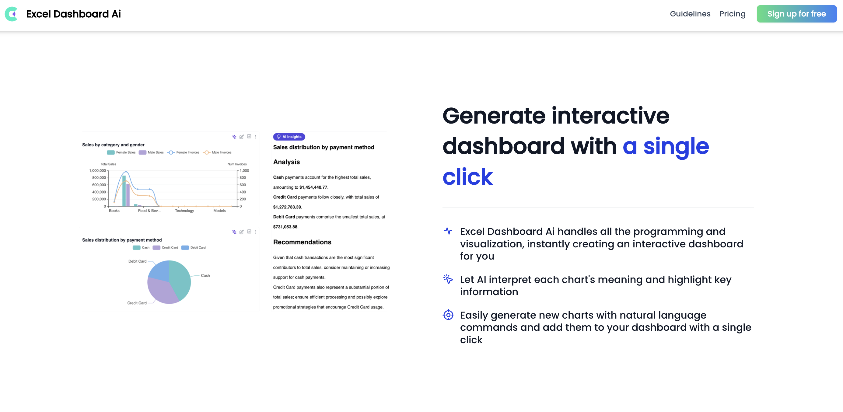 ExcelDashboard.ai ExcelDashboard AI-generated Dashboards and Insights