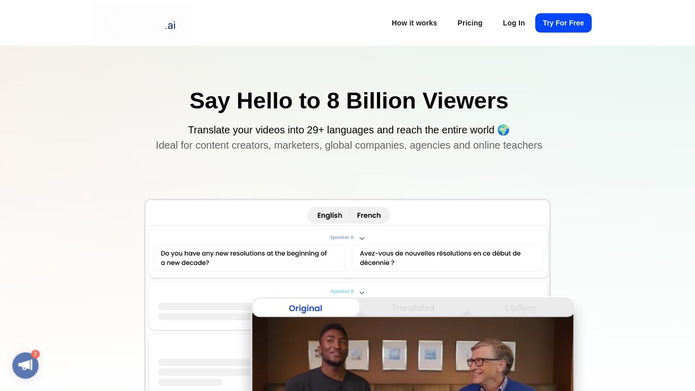 Hello8 Landing page