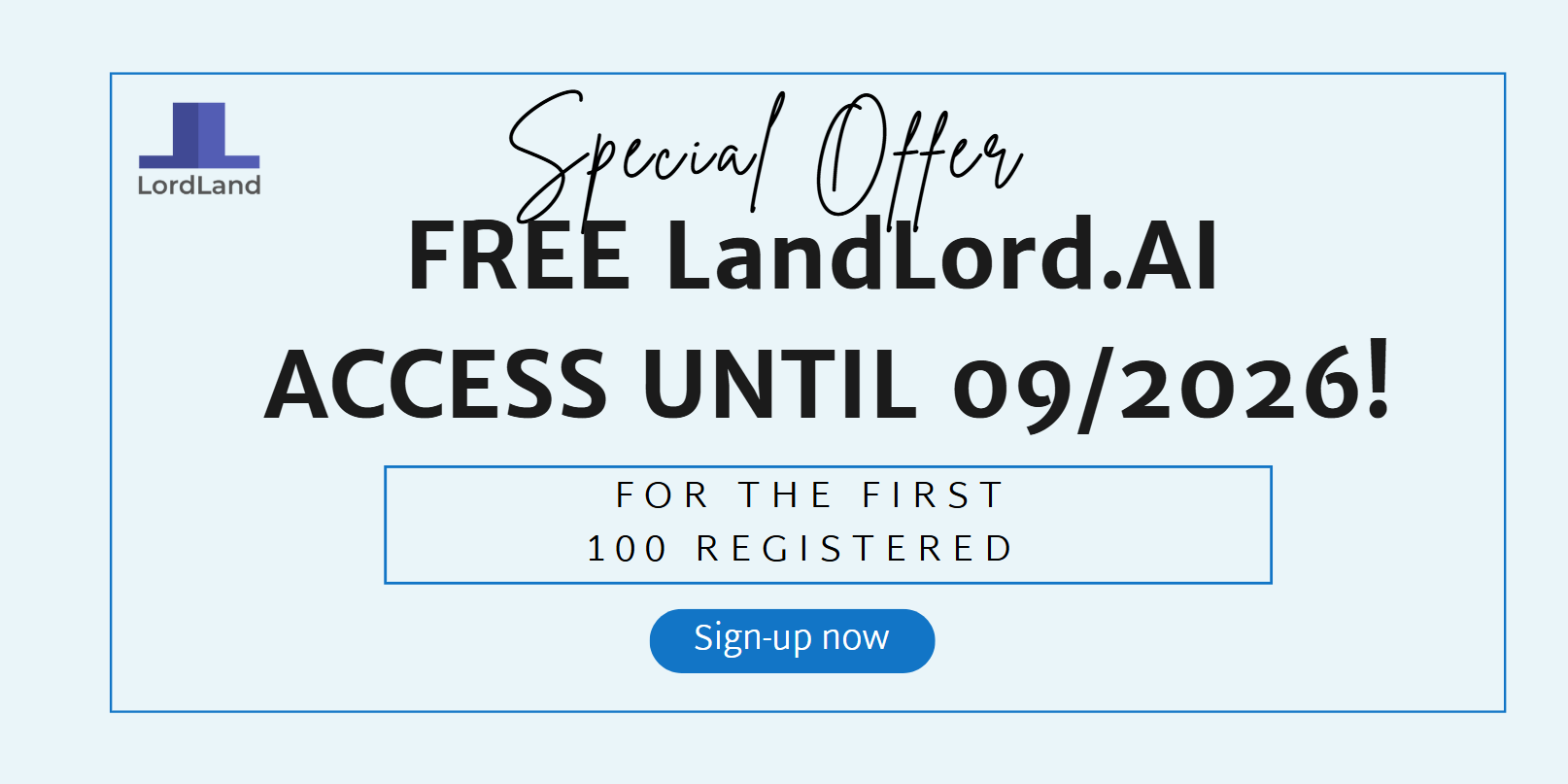 LordLand.AI promo: for first 100 sign-ups free until September 2026