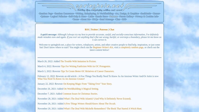 Springhole.net Landing Page