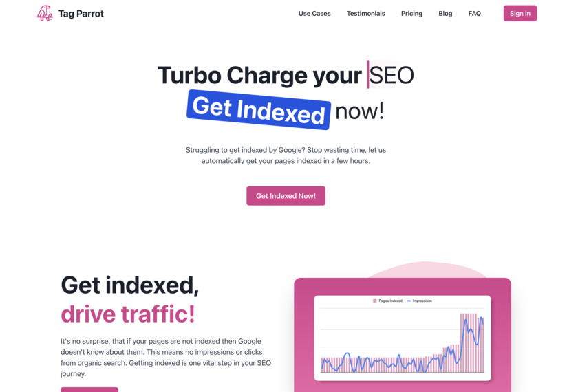 Tag Parrot Landing Page