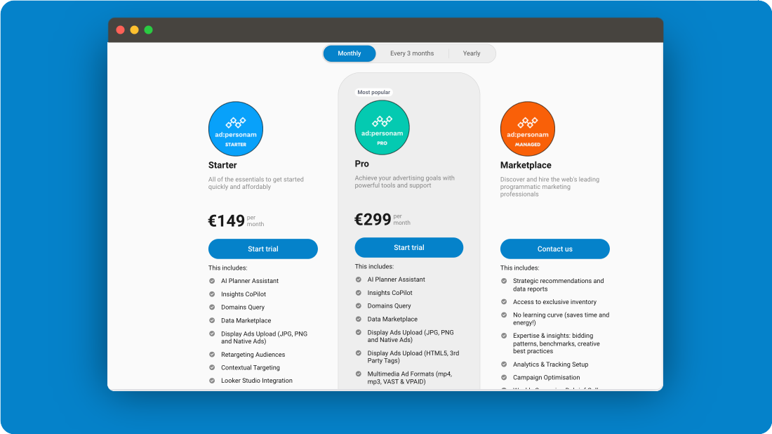 adpersonam Pricing Table
