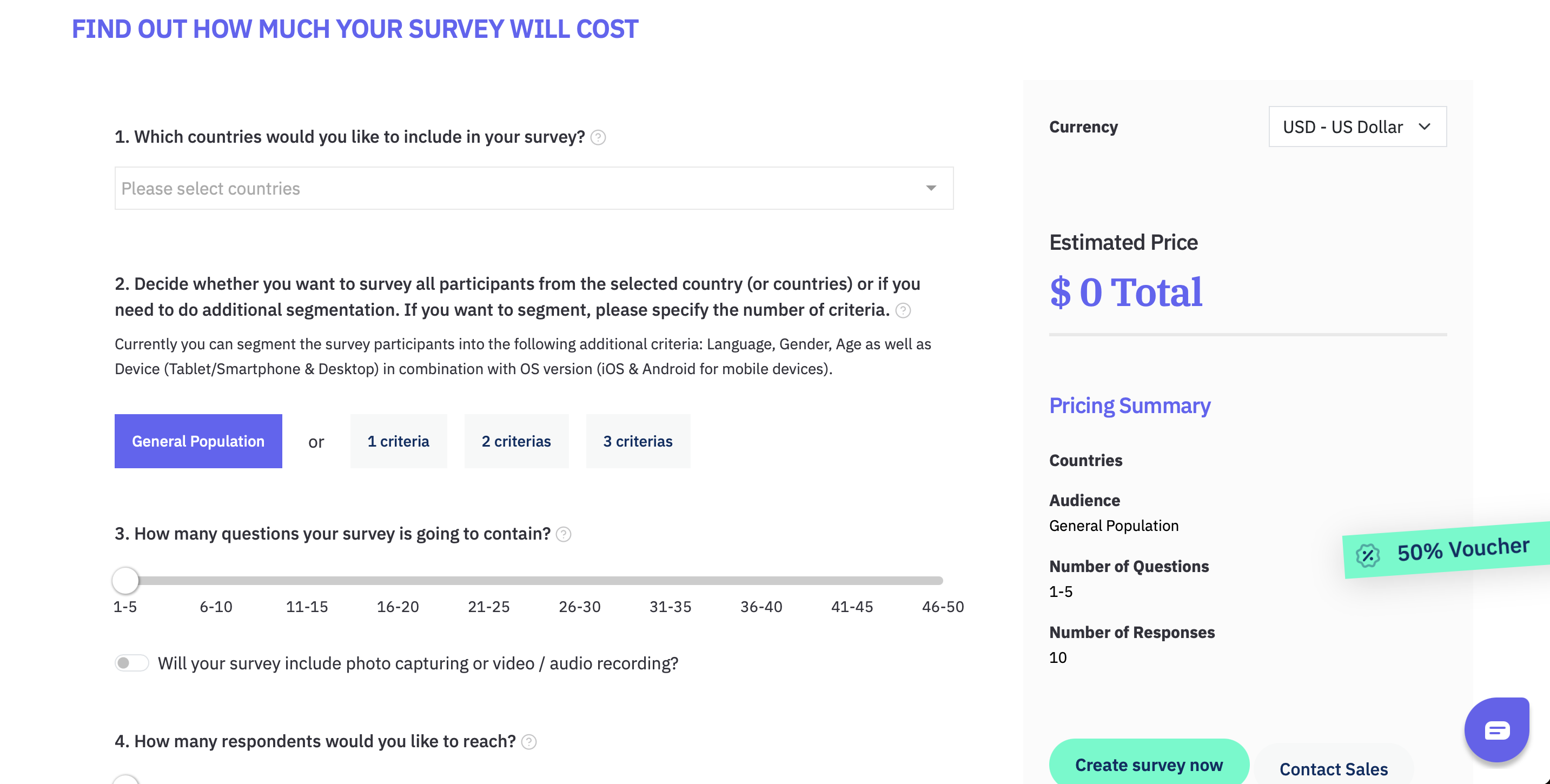 Resonio Survey Pricing Calculator