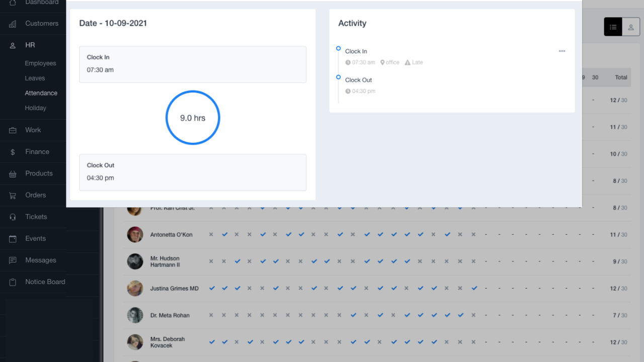 CRM Aven  Simplify HR Management with Intuitive Time Tracking and Attendance Overview
