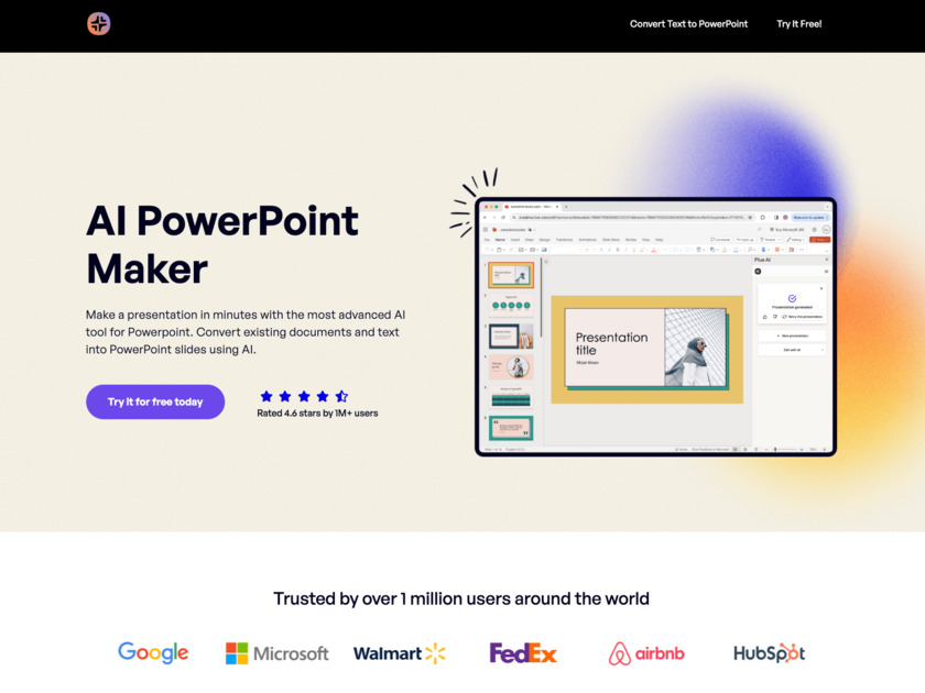 AI PowerPoint Maker Landing Page