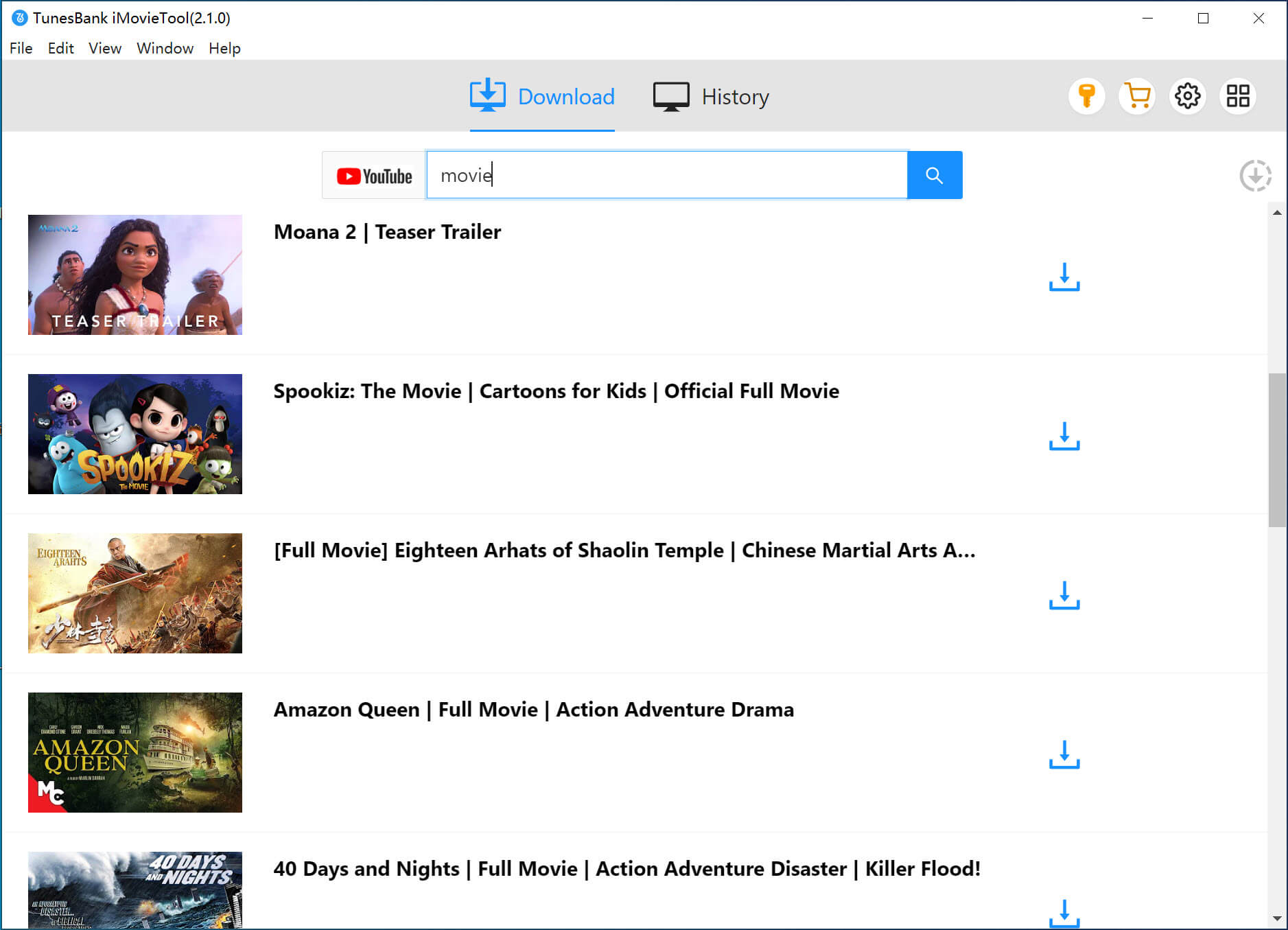 TunesBank iMovieTool search youtue movies
