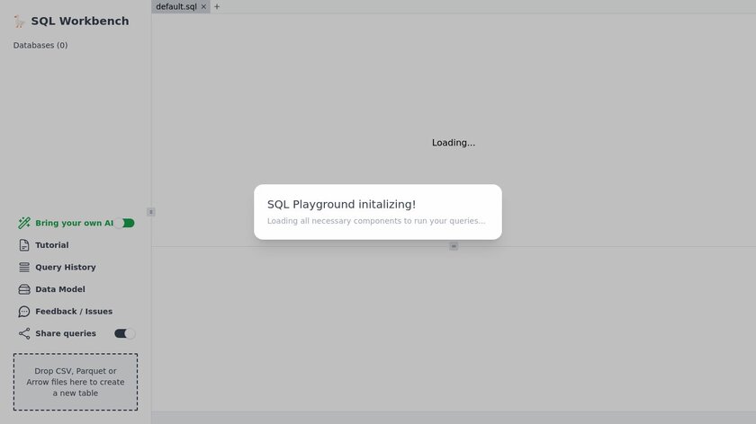 SQL Workbench Landing Page