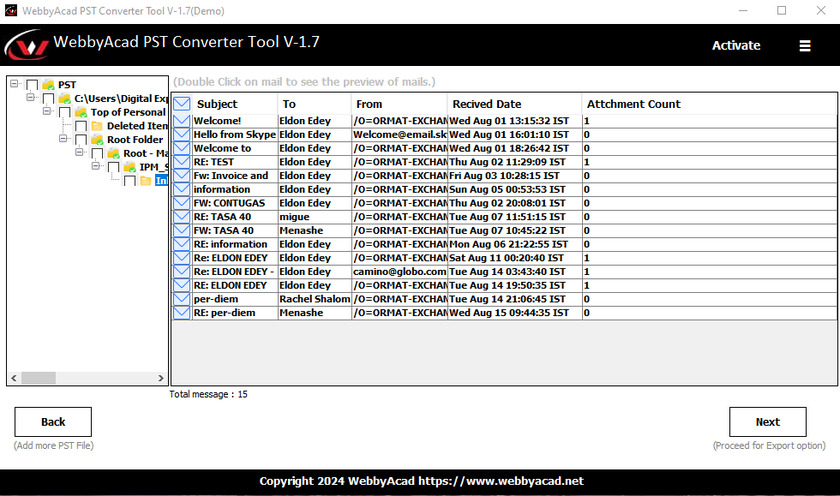 WebbyaAcad PST Converter Tool PST converter