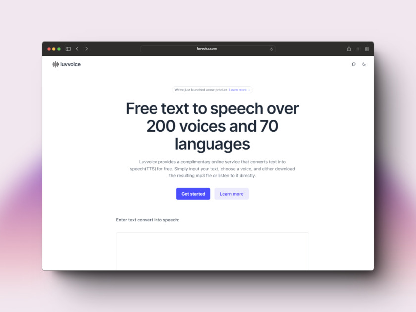 Luvvoice Landing Page