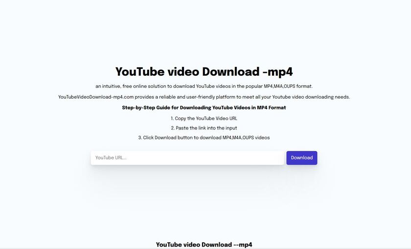 YouTube video Download -mp4 Landing Page