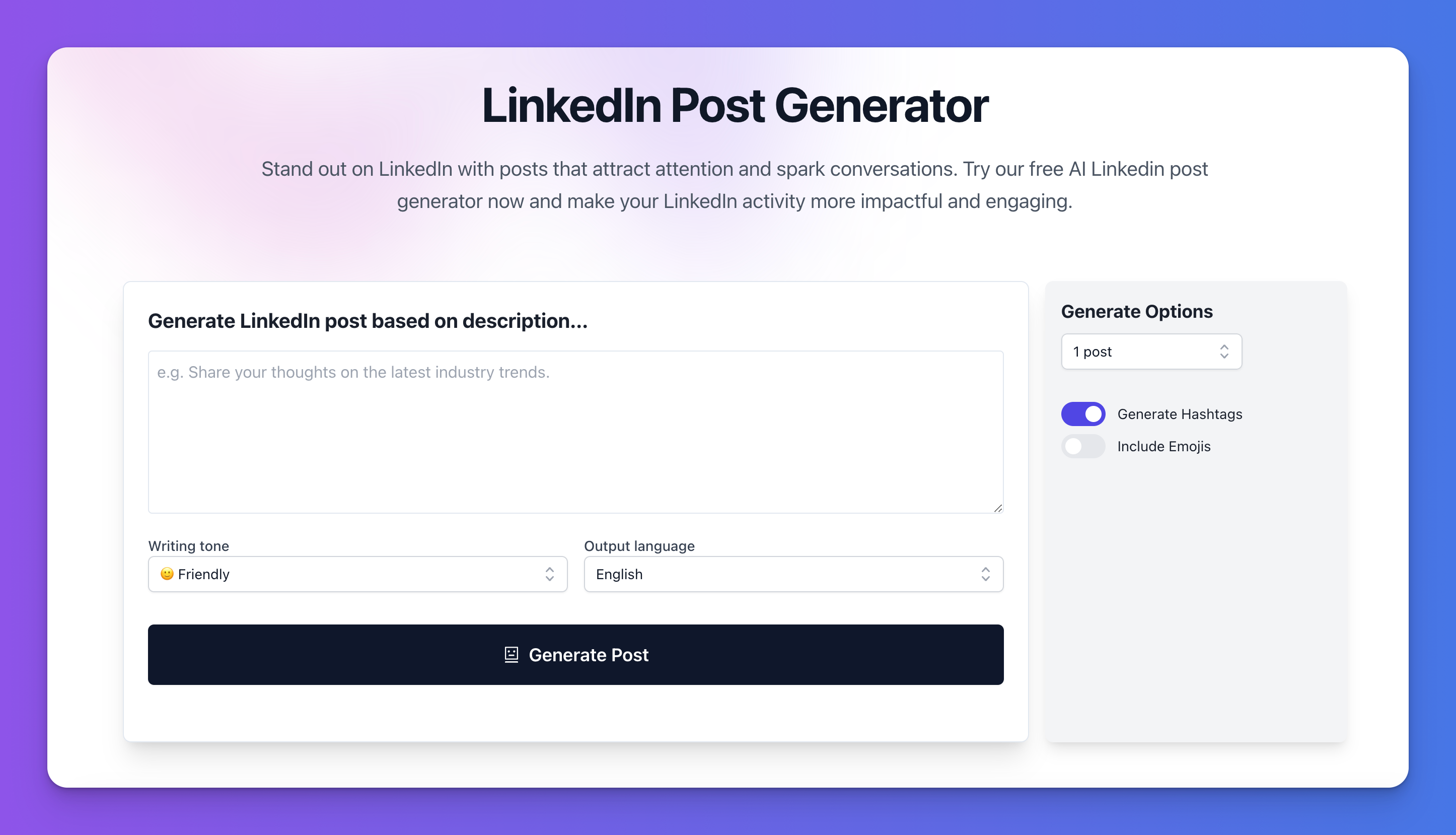 Lunroo LinkedId Post Generator