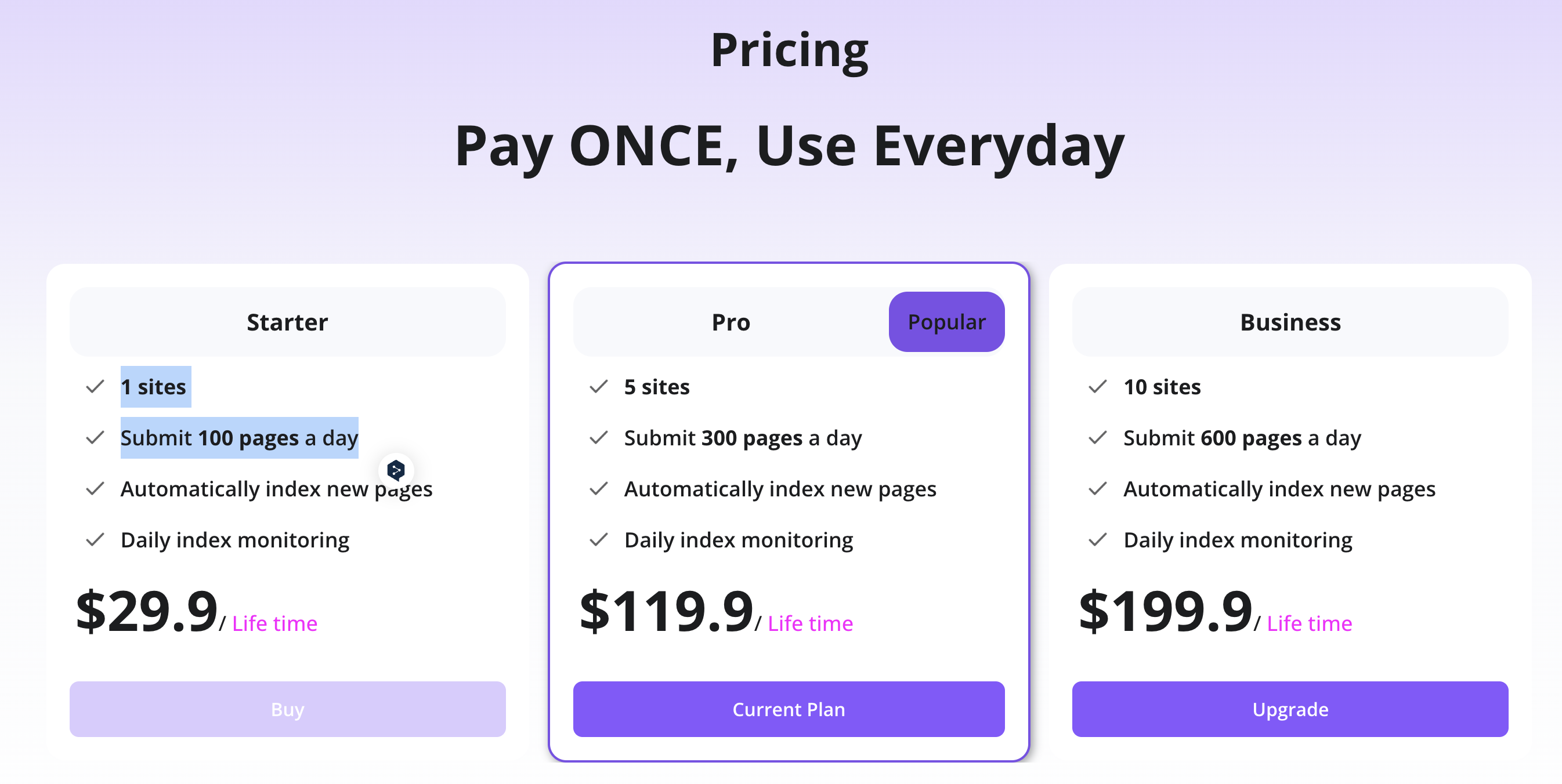 IndexBlaze One-Off Payment