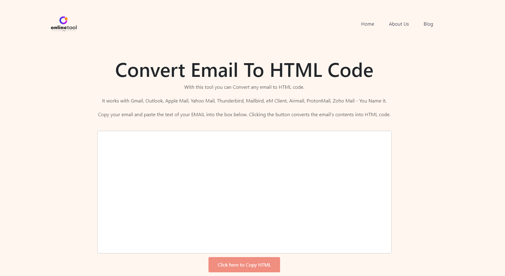 onlinetoolpro.com Email to html converter