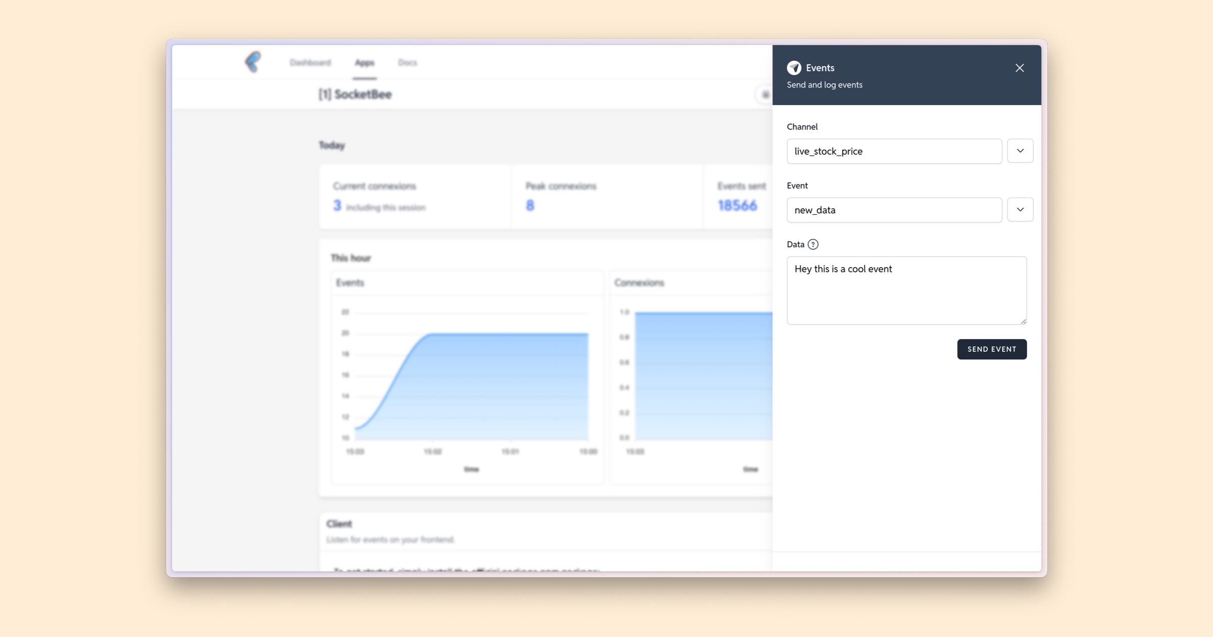 SocketBee Send events from dashboard