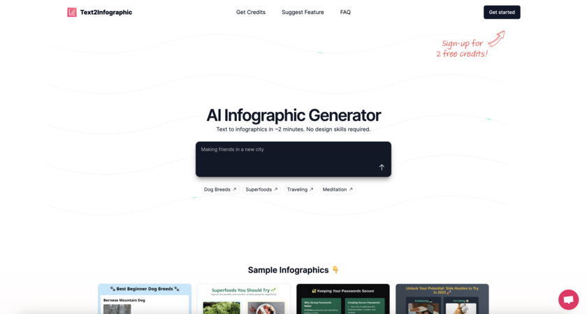 Text2Infographic Landing Page
