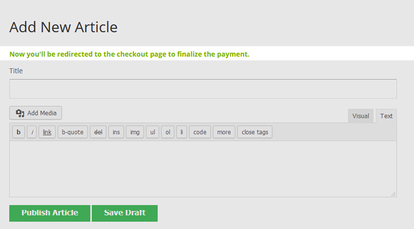 CreativeMinds WordPress User Submitted Posts Plugin Redirecting to the Checkout Page