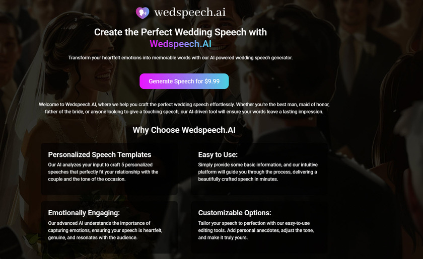 Wedspeech AI Landing Page