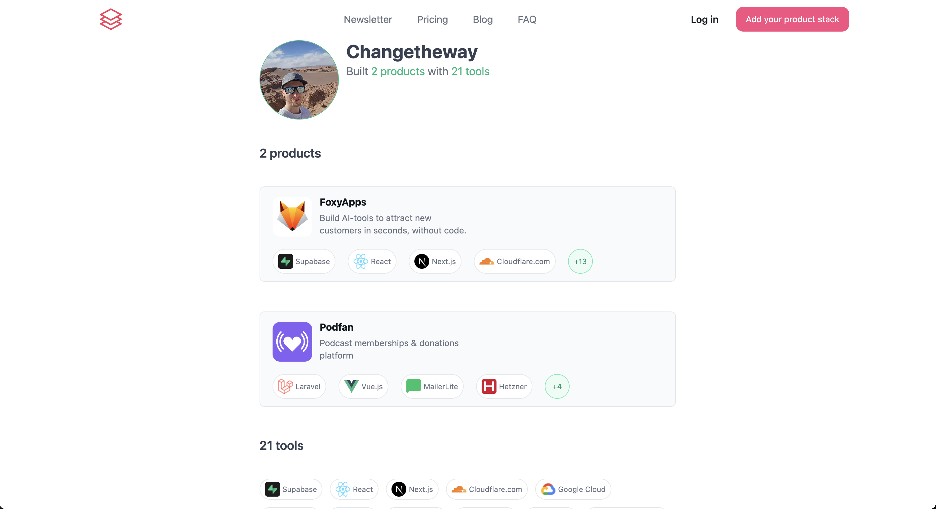 Indie Hacker Stacks Maker profile