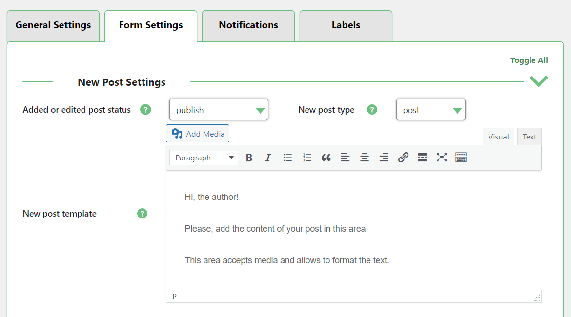 CreativeMinds WordPress User Submitted Posts Plugin Template for a Submission Form