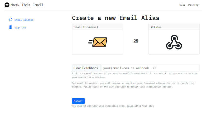 Mask This Email Creating a new Email Alias