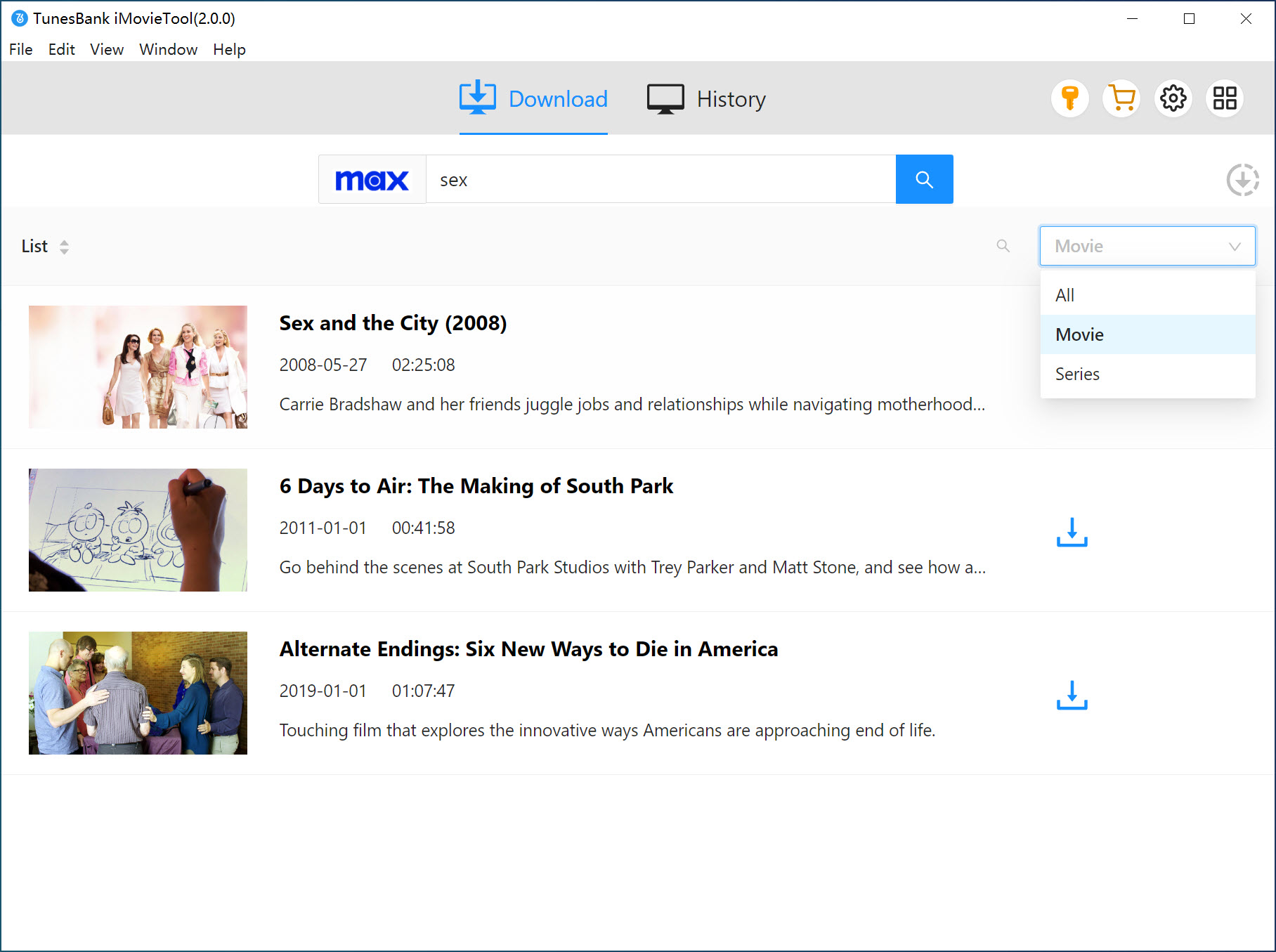 TunesBank iMovieTool search max video