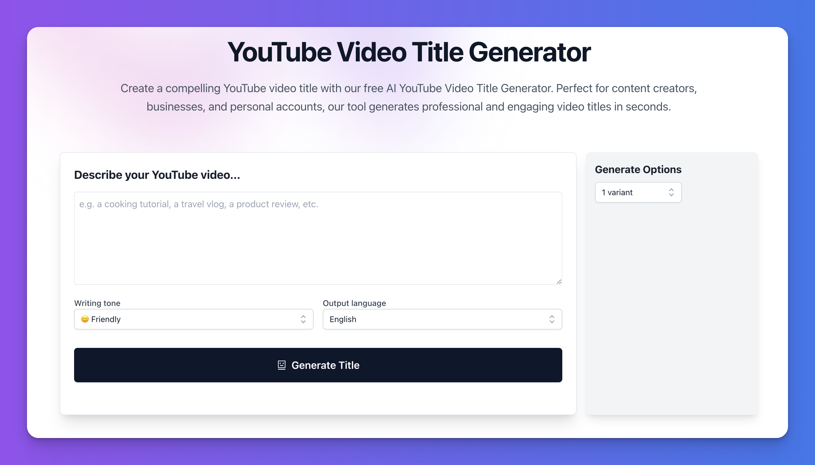 Lunroo YouTube Video Title Generator