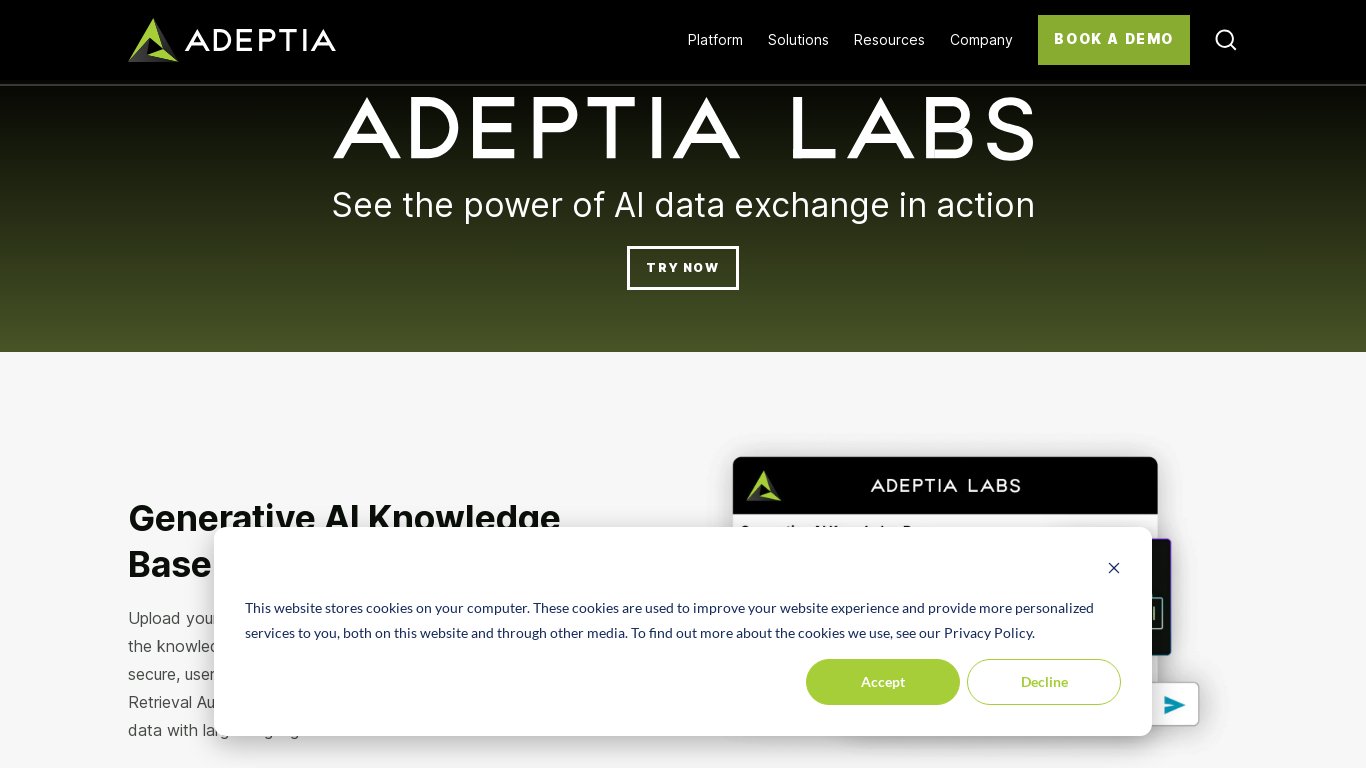 Adeptia Labs Landing page