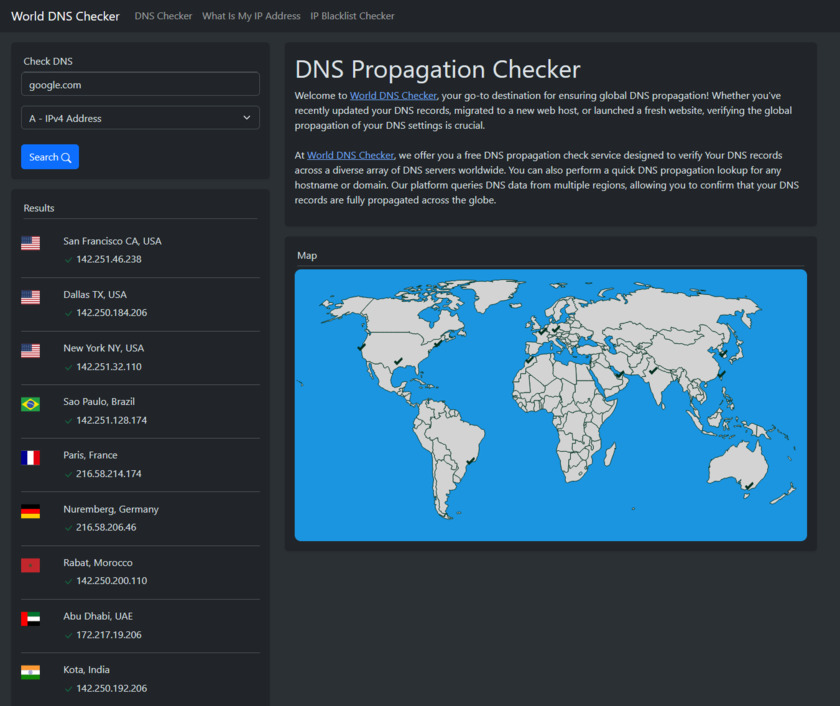 World DNS Checker Landing Page