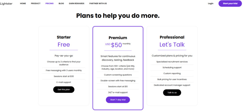 Lightster.co Landing Page